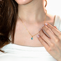 Conjunto Colar e Brinco Com Zircônias Formato Gota