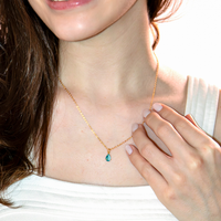 Conjunto Colar e Brinco Com Zircônias Formato Gota