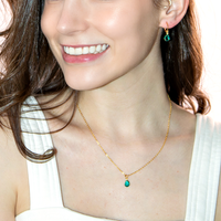 Conjunto Colar e Brinco Com Zircônias Formato Gota