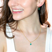 Conjunto Colar e Brinco Com Zircônias Formato Gota