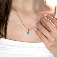 Conjunto Colar e Brinco Com Zircônias Formato Gota