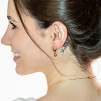 Conjunto Colar e Brinco Argolinha com Zircônias Formato Coração