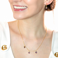 Conjunto Colar e Brinco Com Zircônias Formato 3 Corações