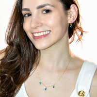 Conjunto Colar e Brinco Com Zircônias Formato 3 Corações
