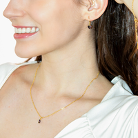 Conjunto Colar e Brinco Argolinha com Zircônias Formato Coração