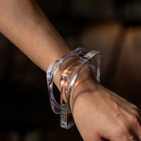 Bracelete Acrílica Transparente Elegante Quadrado