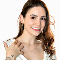 Conjunto Colar e Brinco Argolinha com Zircônias Formato Coração