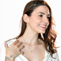 Conjunto Colar e Brinco Argolinha com Zircônias Formato Coração