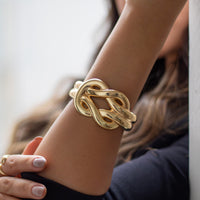 Bracelete Vintage Criativo Nó Borboleta Banhado em Ouro 18K