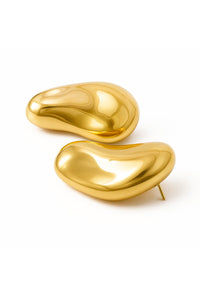 Brinco Orgânico Assimétrico Grande Banhado em Ouro 18K