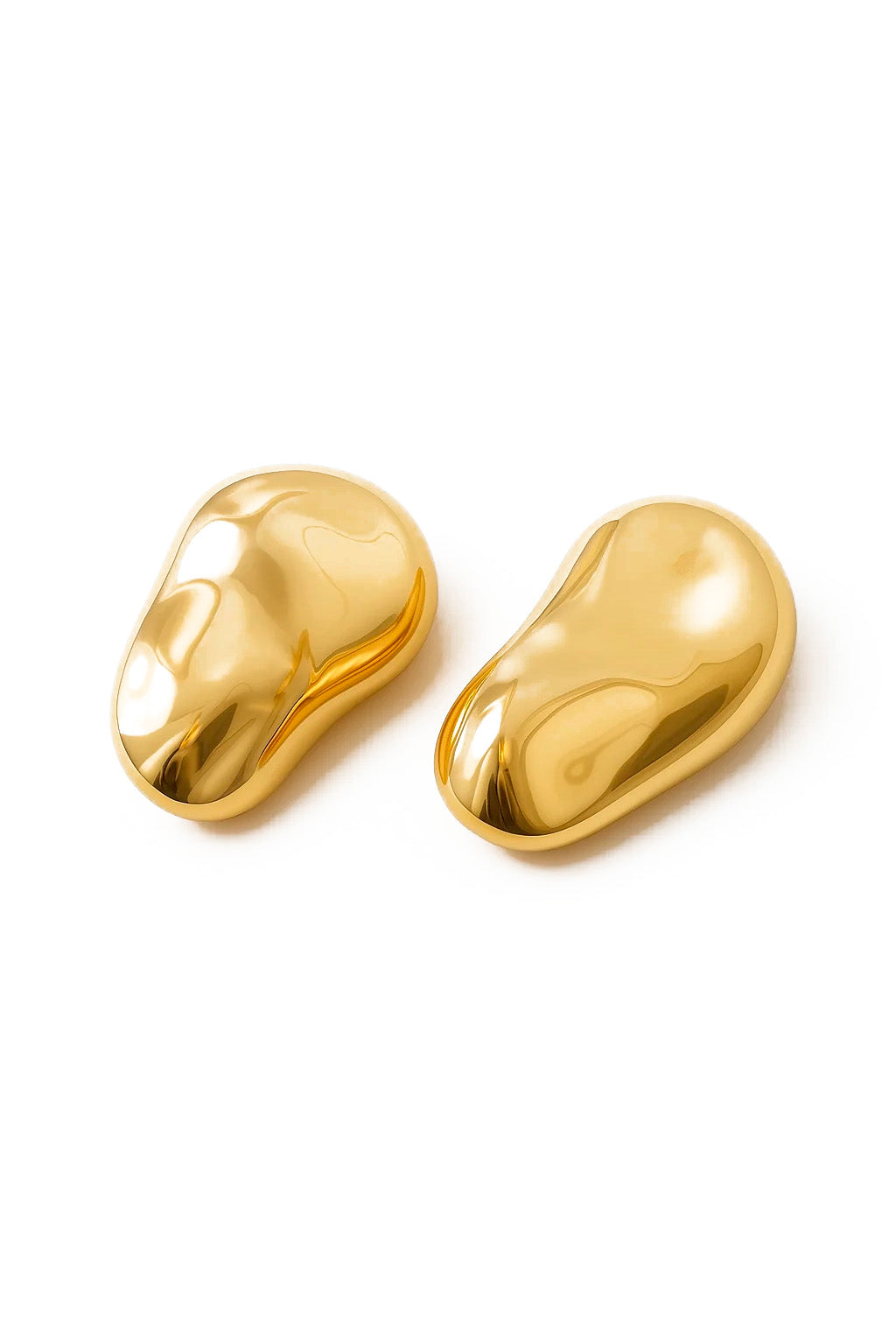 Brinco Orgânico Assimétrico Grande Banhado em Ouro 18K