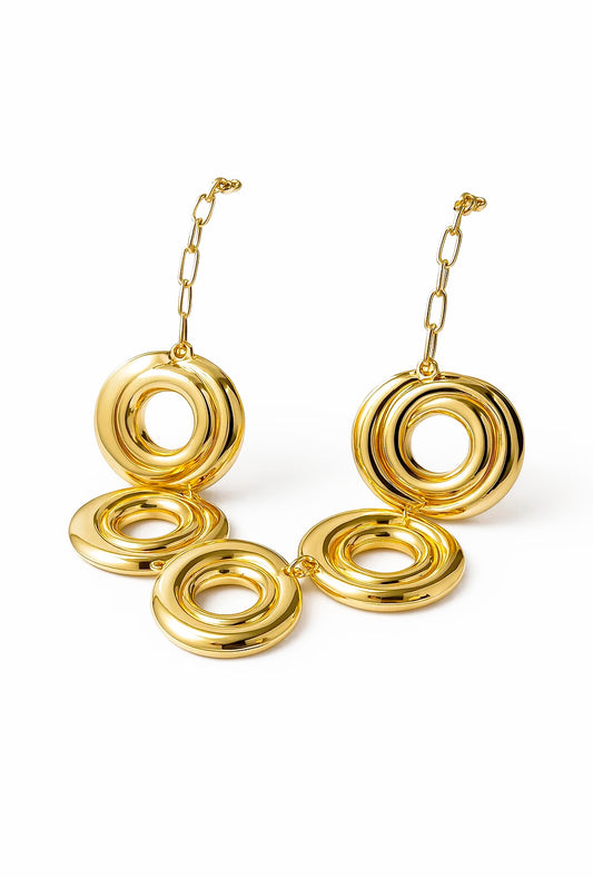 Colar de Argola Dupla Maxi Banhado em Ouro 18K