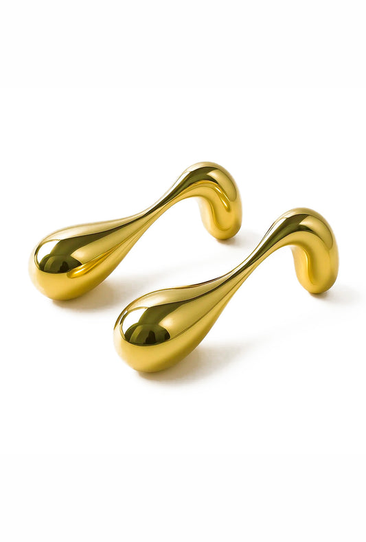 Brinco Alongado Gota Derretida Banhado em Ouro 18K