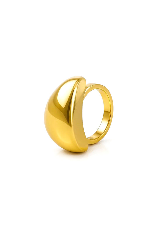Anel Minimalista Forma Oval Banhado em Ouro 18K