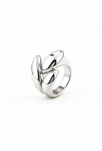 Anel 3 Navetes Lisos Acetinados Banhado em Ouro 18K