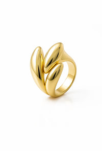 Anel 3 Navetes Lisos Acetinados Banhado em Ouro 18K