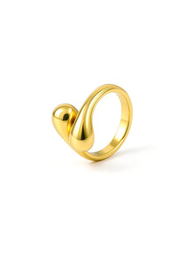 Anel Regulável Dupla Gotas Banhado em Ouro 18K
