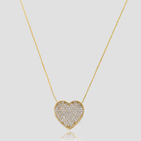 Colar com Pingente Coração Texturizado e Interior em Ródio Branco Folheado em Ouro 18k