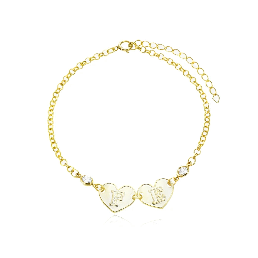 Pulseira Fé Coração E Zircônia Folheada Ouro 18k
