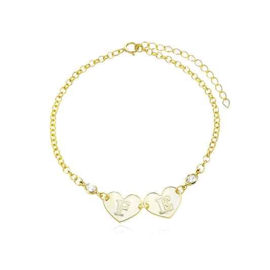 Pulseira Fé Coração E Zircônia Folheada Ouro 18k