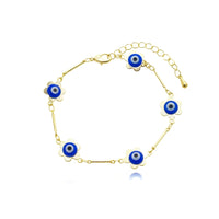 Pulseira olho grego com flor | Banhado a Ouro 18k