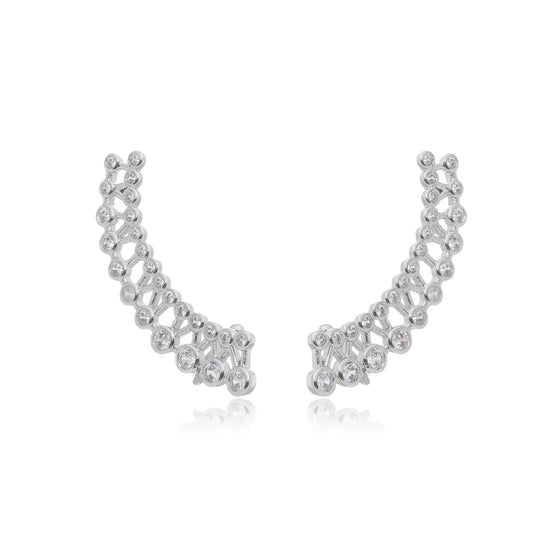 Brinco Ear Cuff Escalador Cravejado Em Zircônia Banhado em Ouro 18K