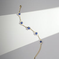 Pulseira olho grego com flor | Banhado a Ouro 18k
