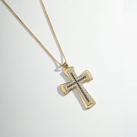 Colar Pingente de Cruz com Pedras de Zircônias | Banhado a Ouro 18k