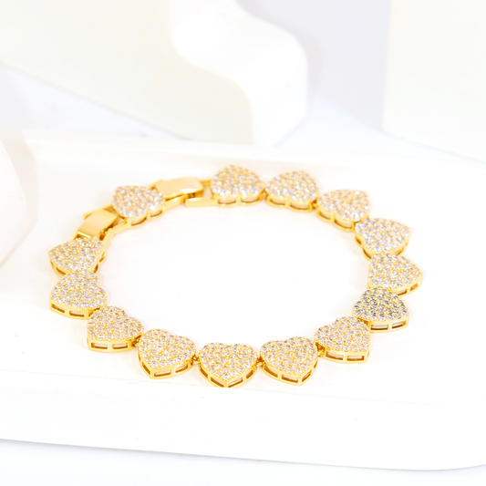 Bracelete Elo Coração Fecho Gaveta Ganhado