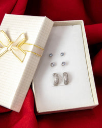 Brinco de Trios Argola e Pedra Banhado em Ouro 18K