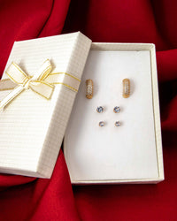 Brinco de Trios Argola e Pedra Banhado em Ouro 18K