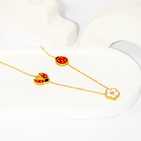 Corrente de Pingente Flor e Joaninha