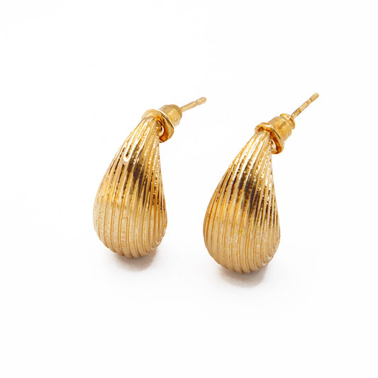 Brinco de Gota Texturizado Banhado em Ouro 18K