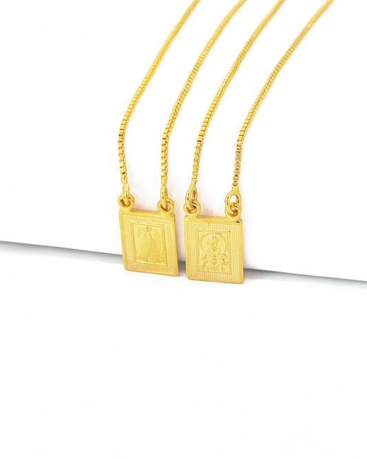 Escapulário Nossa Senhora e Jesus Cristro Coração Sagrado Banhado em Ouro 18K