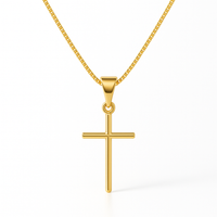 Colar Mini Cruz Palito Banhado em Ouro 18K