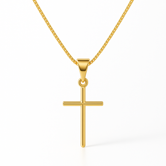 Colar Mini Cruz Palito Banhado em Ouro 18K
