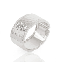 Bracelete Grosso Ondulado Borda Craquelada Acetinado Banhado