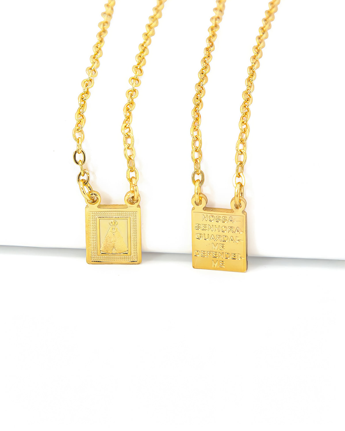 Escapulário Nossa Senhora Guardai-me, Defendei-me Banhado em Ouro 18K