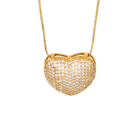 Colar Coração Delicado Cravejado Zircônia Banhado