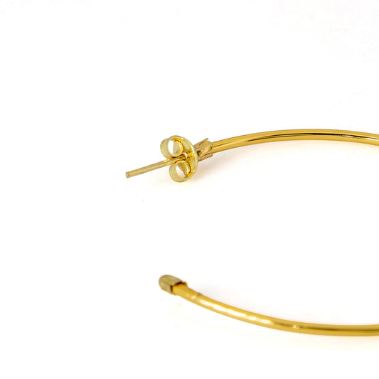 Brinco De Argola Fina Grande 10mm Banhado A Ouro