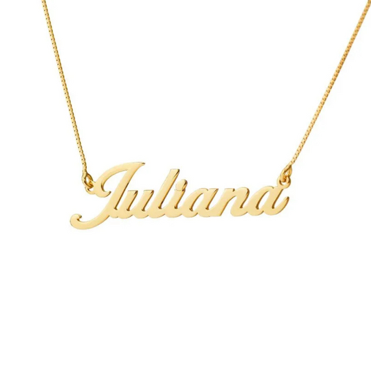 Colar Personalizado com Nome Exclusivo Banhado a Ouro 18k (Ganhe 1 Brinco de presente)