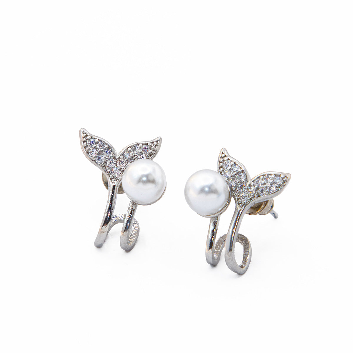 Brinco Rabo De Sereia Com Pérola Banhado em Ouro 18K