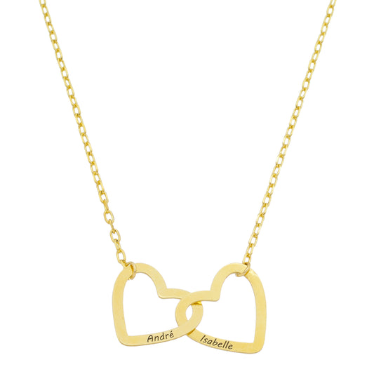 Colar personalizado corações entrelaçados com nomes | Banhado a Ouro 18k