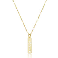 COLAR LOVE PLAQUINHA VERTICAL SEMIJOIA FOLHEADO NO DOURADO