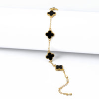 Pulseira 5 Folhas de Trevos Banhado em Ouro 18K