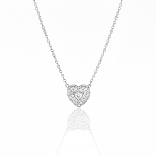 Corrente de Pingente Coração Cravejado Delicado Banhado