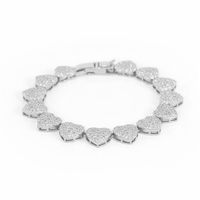 Bracelete Elo Coração Fecho Gaveta Ganhado