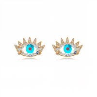 Brinco Pino Olho Grego Azul | Banhado a Ouro 18k