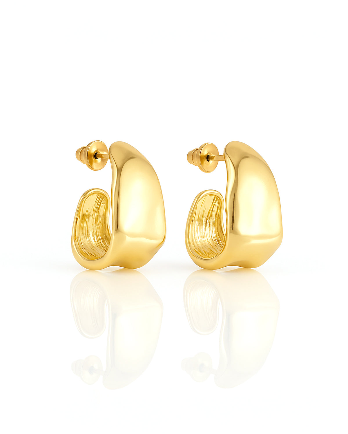 Brinco Formas Orgânicas Banhado a Ouro 18K
