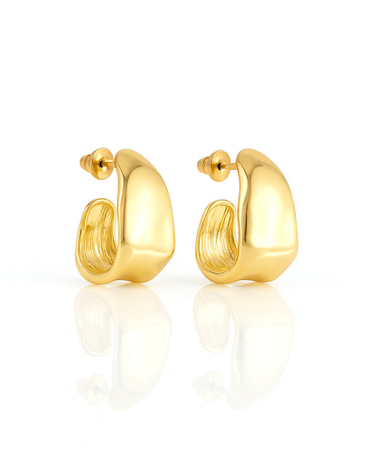 Brinco Formas Orgânicas Banhado a Ouro 18K